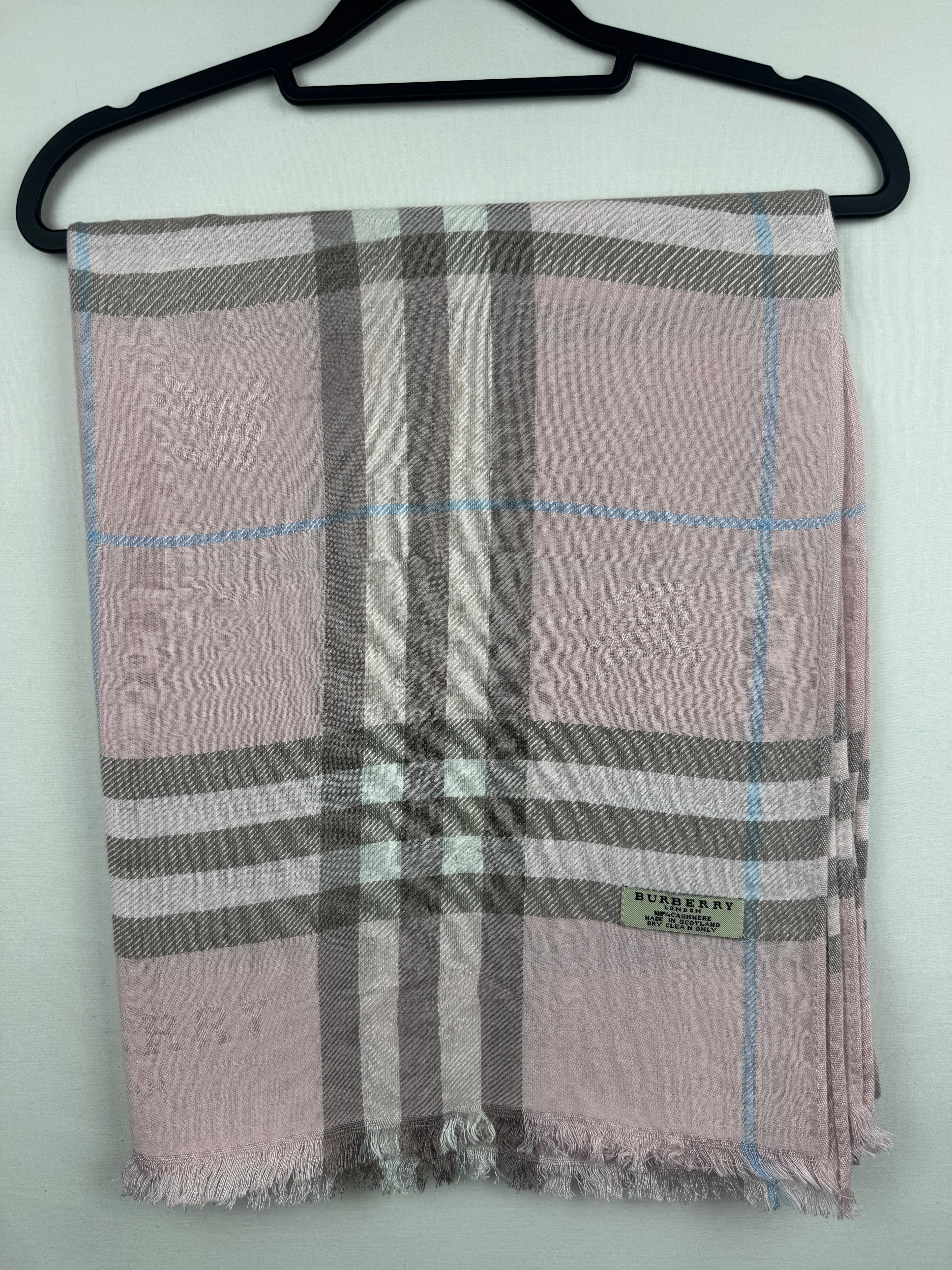Châle Burberry Vintage Rose & Bleu | Cachemire