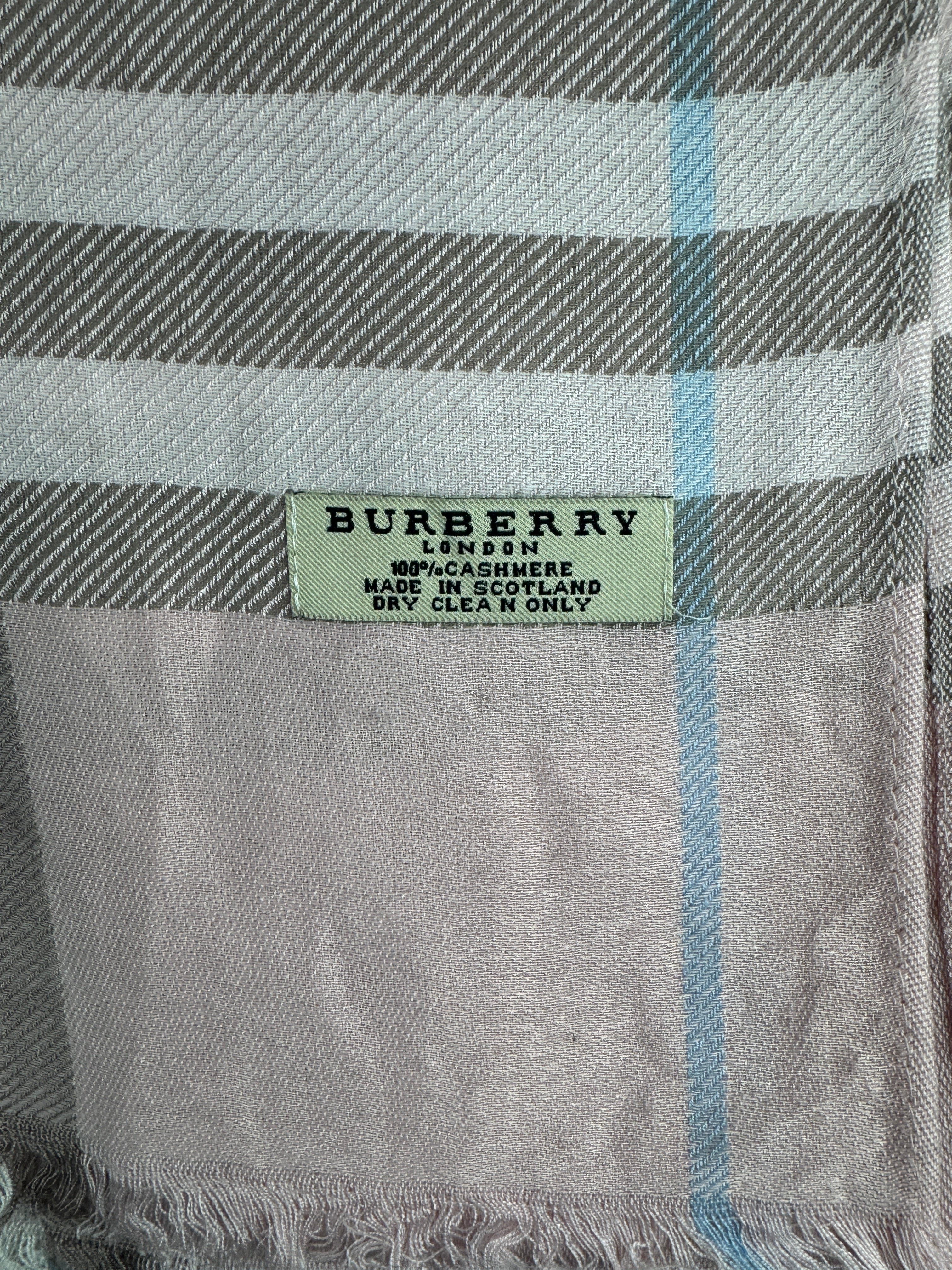 Châle Burberry Vintage Rose & Bleu | Cachemire