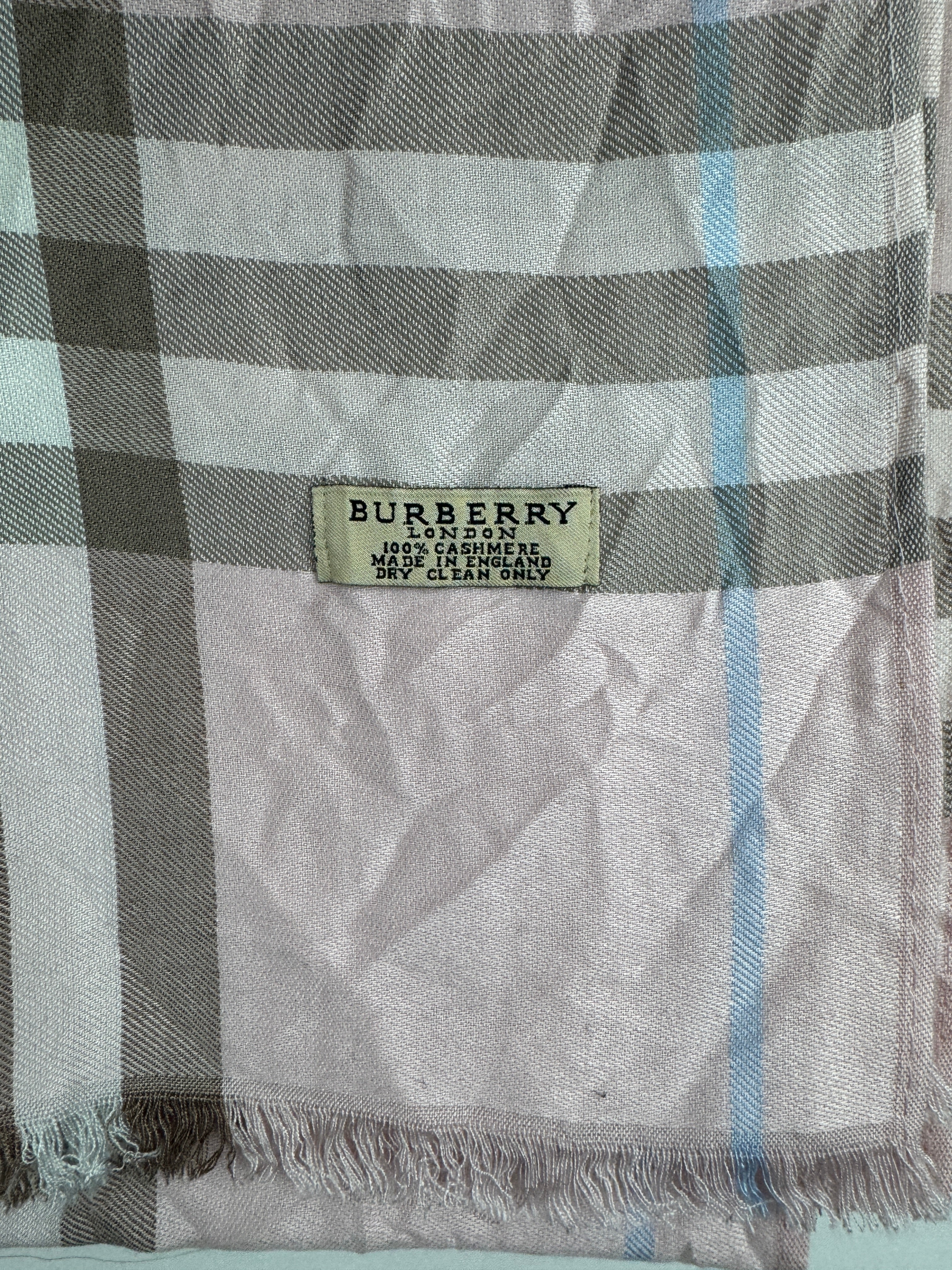 Châle Burberry Vintage Rose & Bleu | Cachemire