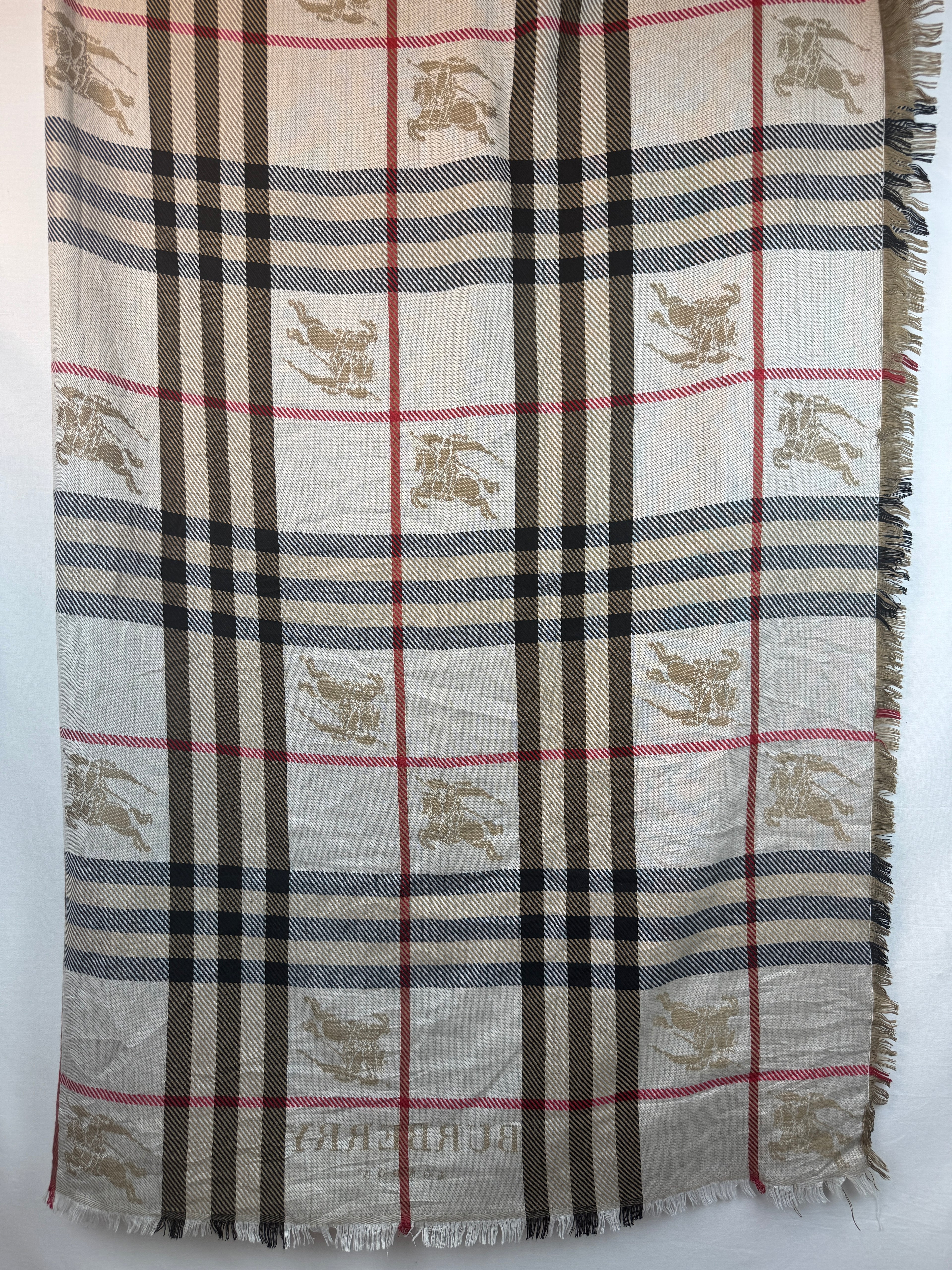 Châle Burberry Vintage Beige & Marron | Cachemire