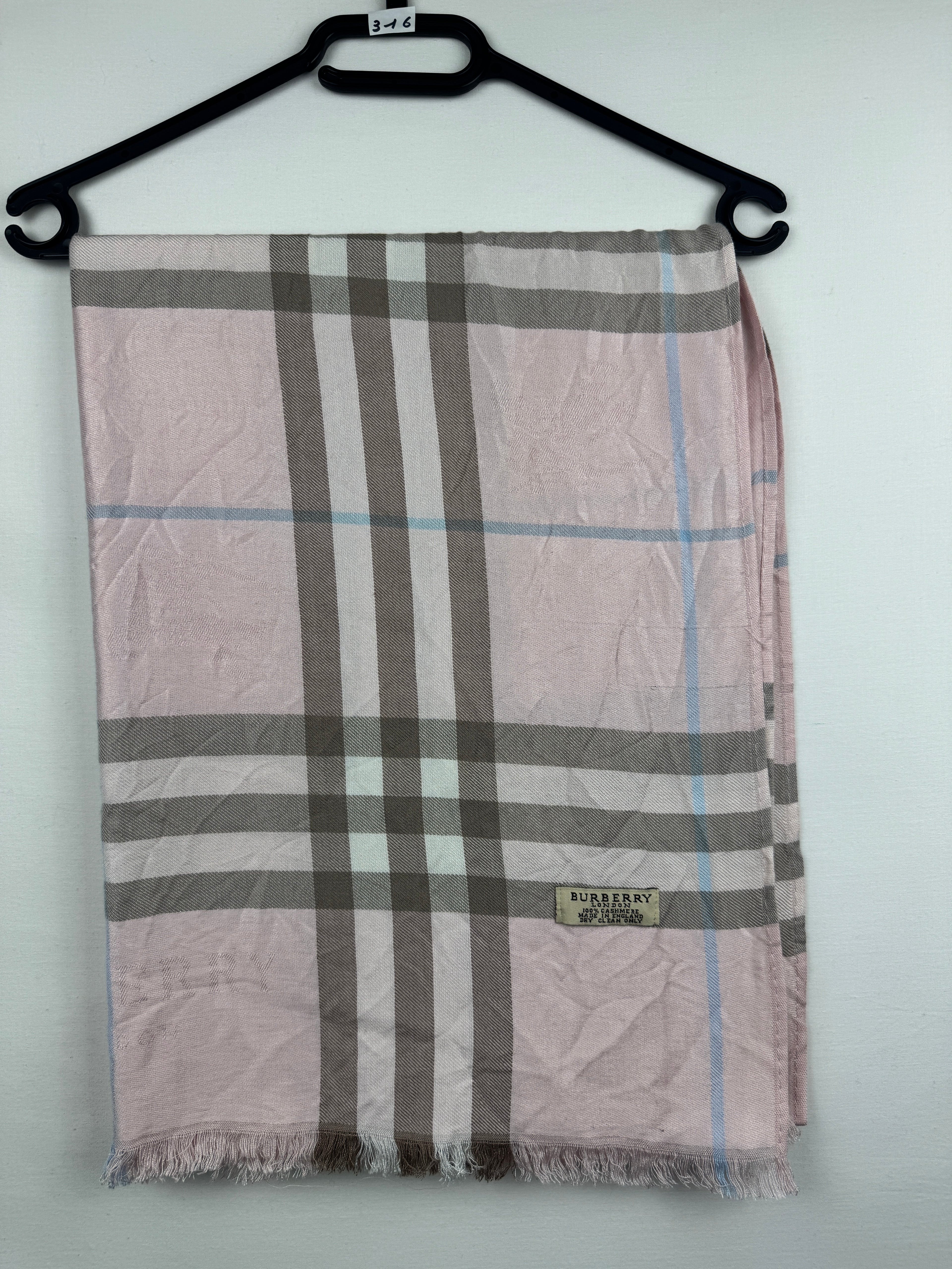 Châle Burberry Vintage Rose & Bleu | Cachemire