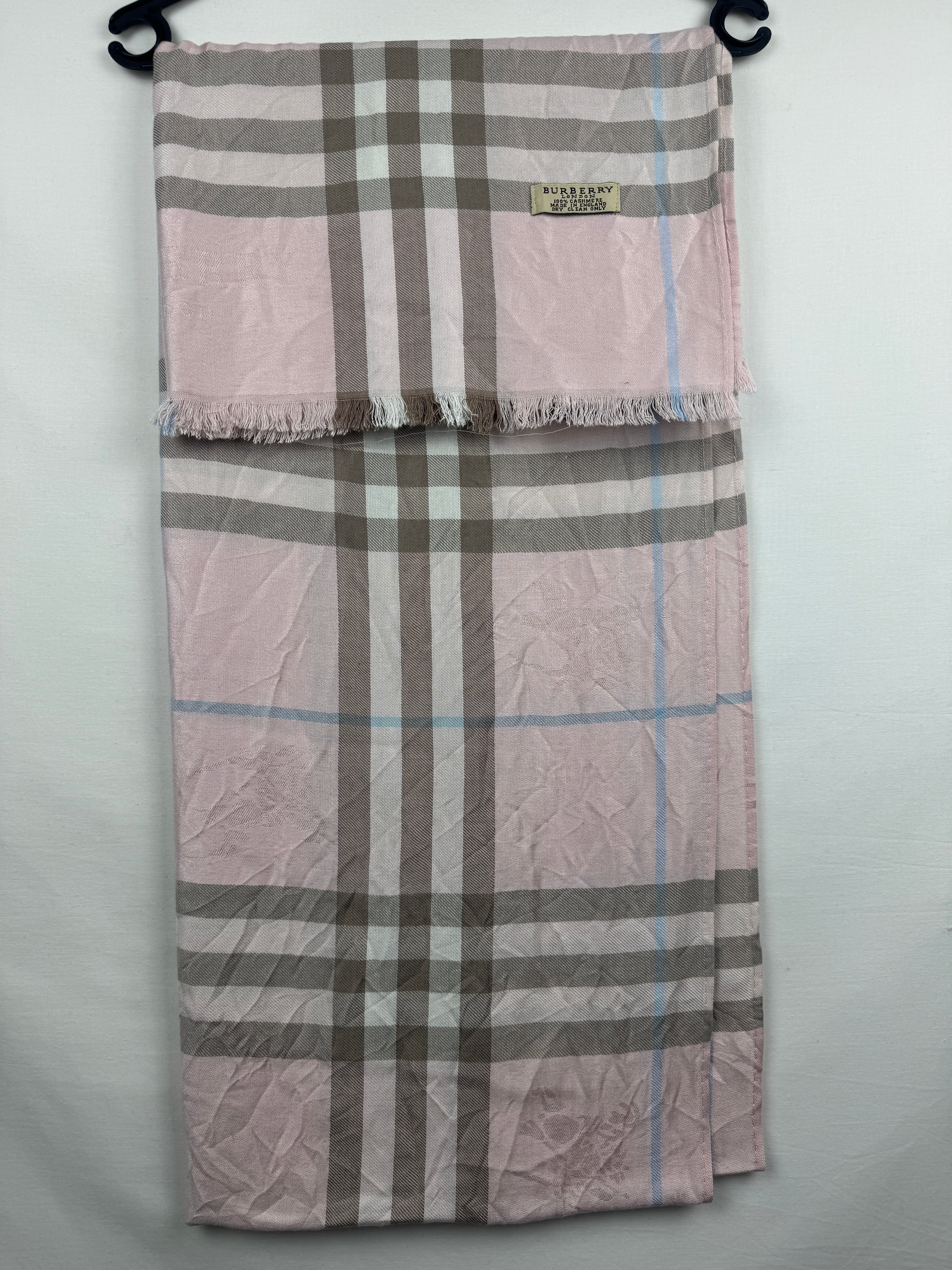 Châle Burberry Vintage Rose & Bleu | Cachemire