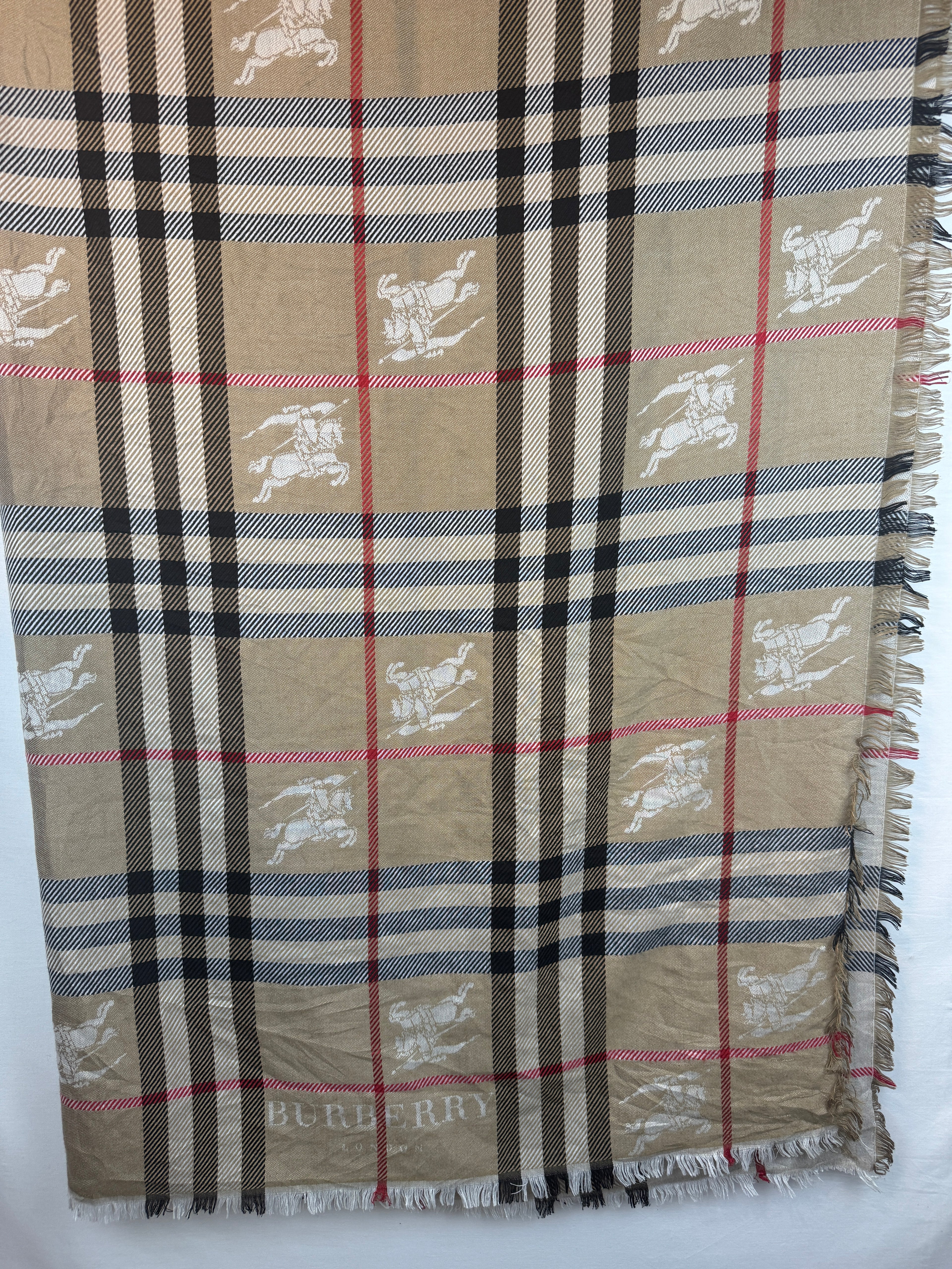 Châle Burberry Vintage Beige & Marron | Cachemire