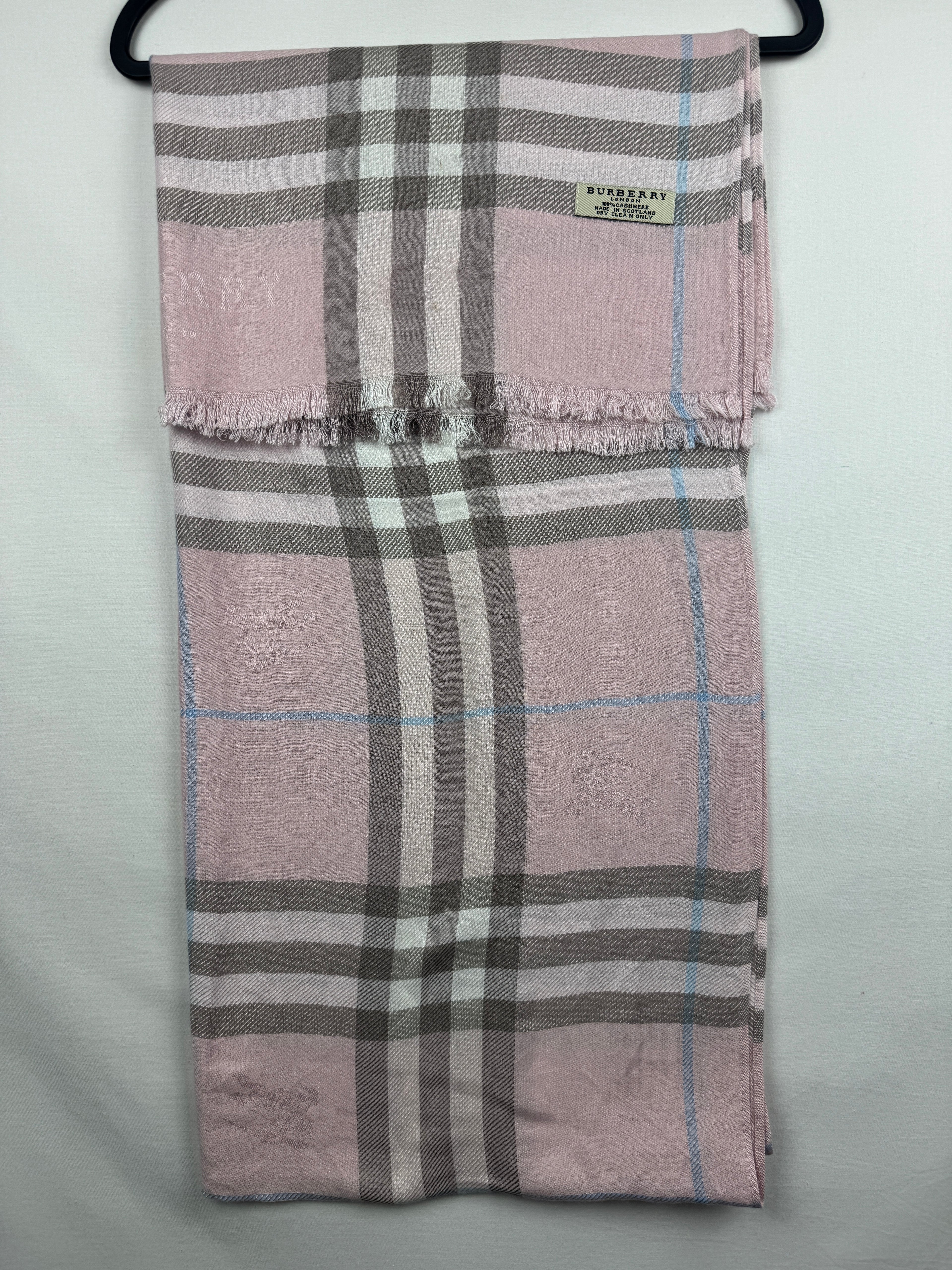 Châle Burberry Vintage Rose & Bleu | Cachemire